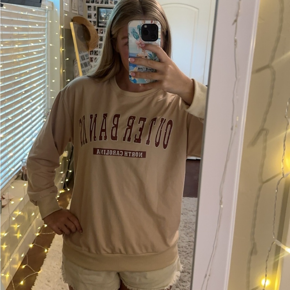 “Outer Banks” Tan Lightweight Sweatshirt